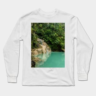 Rainforest waterfall with green lake Long Sleeve T-Shirt